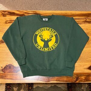 Vintage 90s Lee Heavyweight Whitetails Unlimited Green Sweatshirt Made USA Large